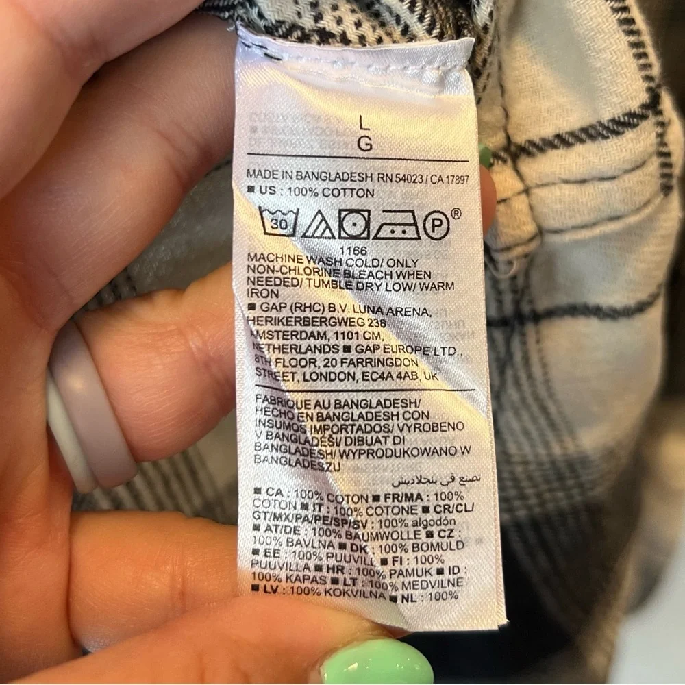 NWT Old Navy Men's Black and White Flannel Shirt - size L - Picture 8 of 9